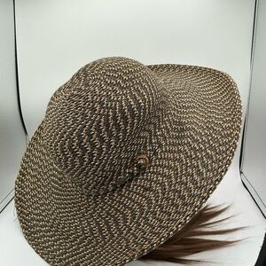 Scala brown and black wide brim Woven Hat